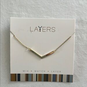 NWT LAYER Gold Chevron Necklace adjustable 13'' to 34'' Nickle free